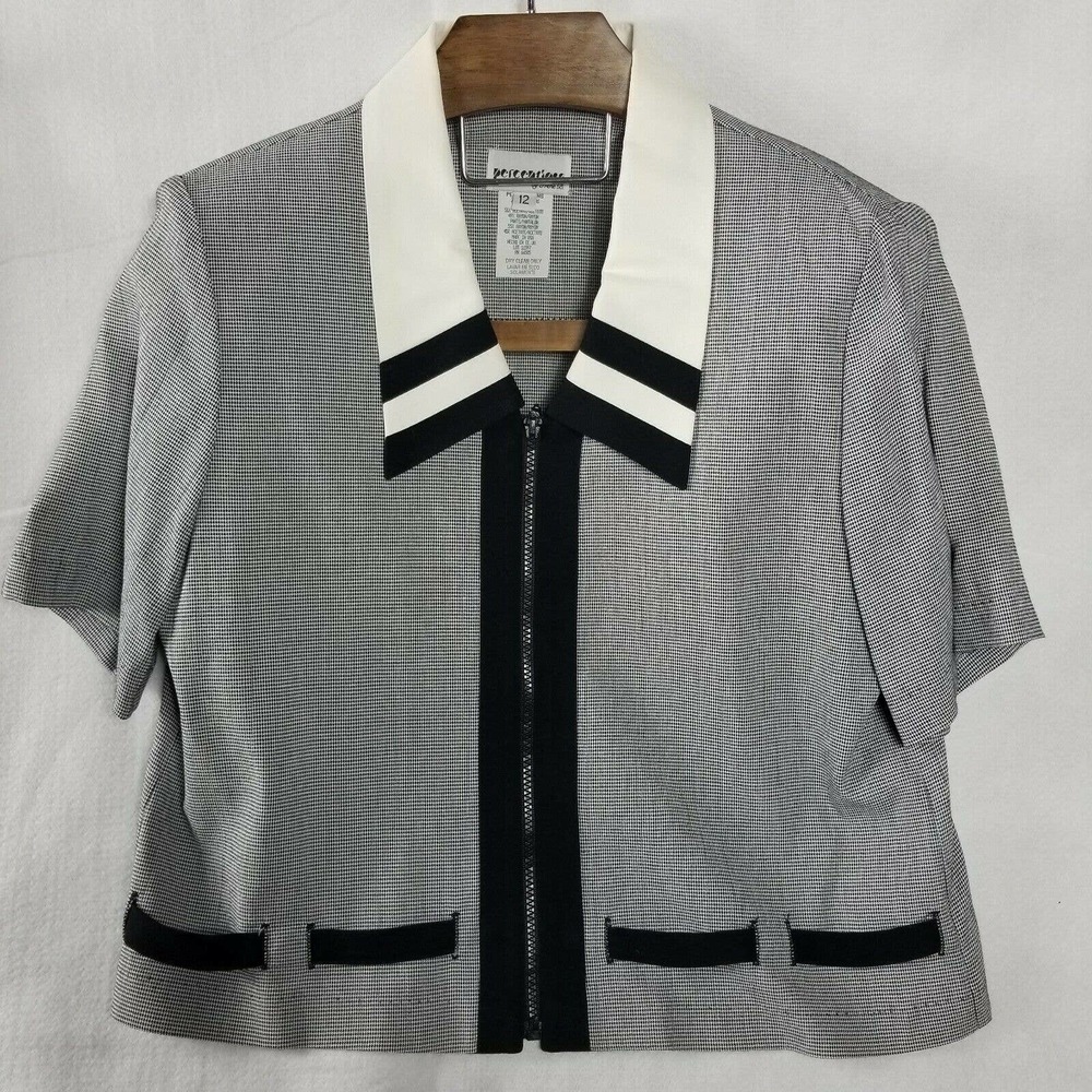 Perceptions Blouse Size 12 Full Zip Pants 12 Black